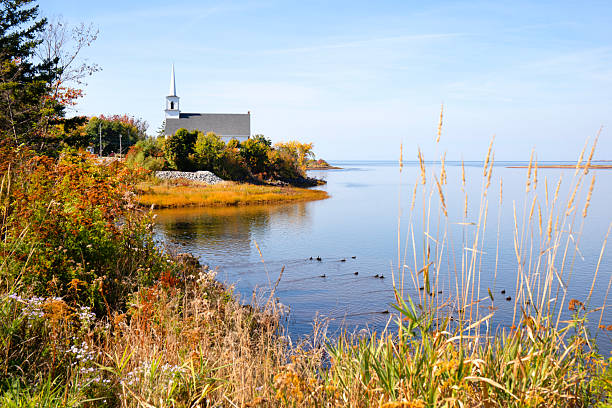 Canada Prince Edward Island  North coast.   church near water's edge. Lower darby rural church