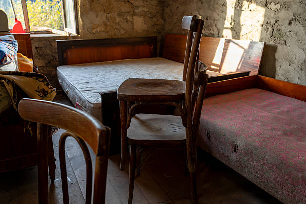 Old rustic room interior in an abandoned countryside house