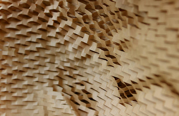 Closeup View Of Brown Craft Cells Shaped Wrapping Paper