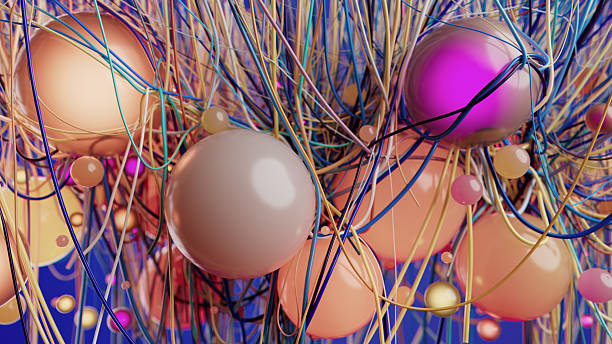 Colorful Entangled Cables and Spheres: Abstract, Vibrant Tech Scene for Design and Art Projects