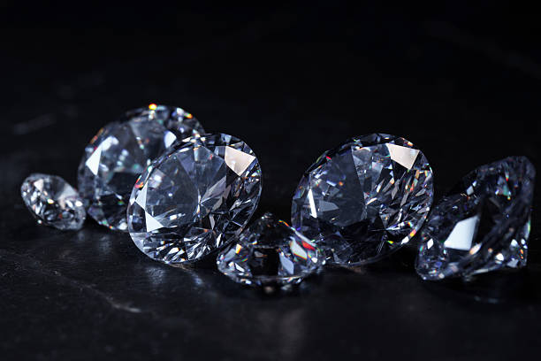 istock Beautiful shiny gemstones on black background, closeup 2244218775