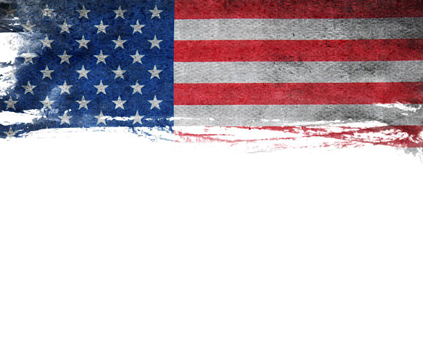 Flag of USA, painted on a grunge plank