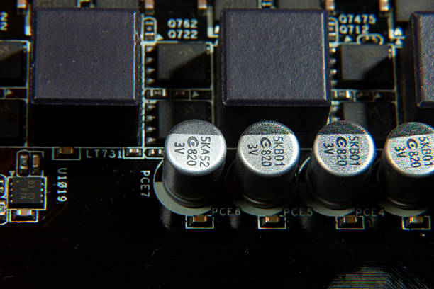 A close-up view of an electronic printed circuit board with assembled radio components