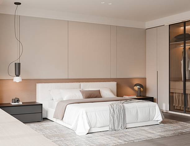 istock Modern Minimalist Luxury Bedroom Interior Frame Mockup - 3D Render 2244238291