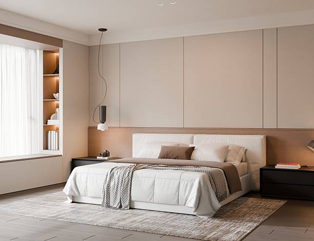 istock Modern Minimalist Luxury Bedroom Interior Frame Mockup - 3D Render 2244238298