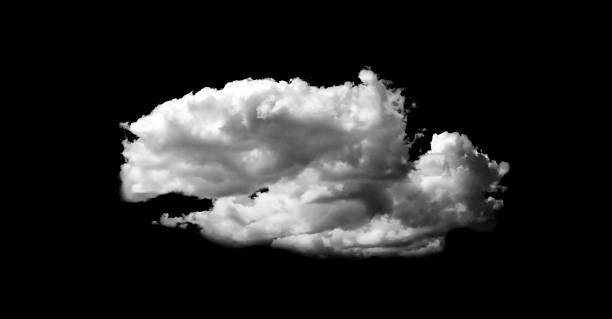 istock Isolated white fluffy cloud on a black background, minimal concept image representing purity, imagination, and freedom. Perfect for design, digital art, and creative backgrounds. 2244241094