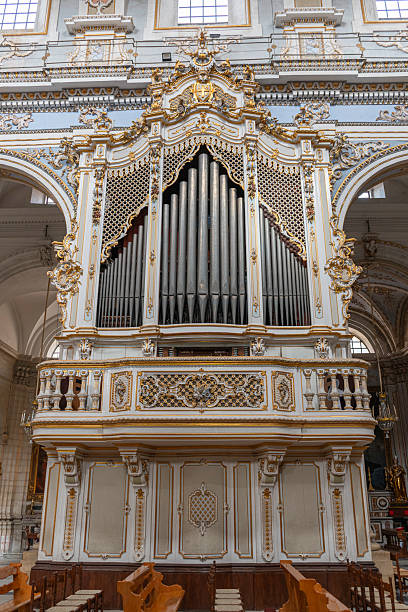 Modica, Sicily, Italy - October 18, 2025: Beautiful interior of the baroque Duomo of San Giorgio, an old church in the historical city center of Modica, Sicily, Italy