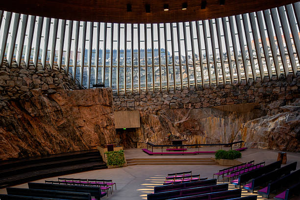 istock Natural light in rock church 2244248226
