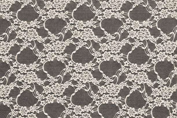 istock Floral lace fabric on black background 2244249910