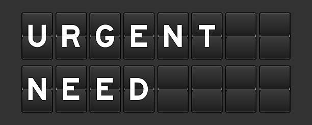 istock Black color analog flip board with word urgent need on gray background 2244251318
