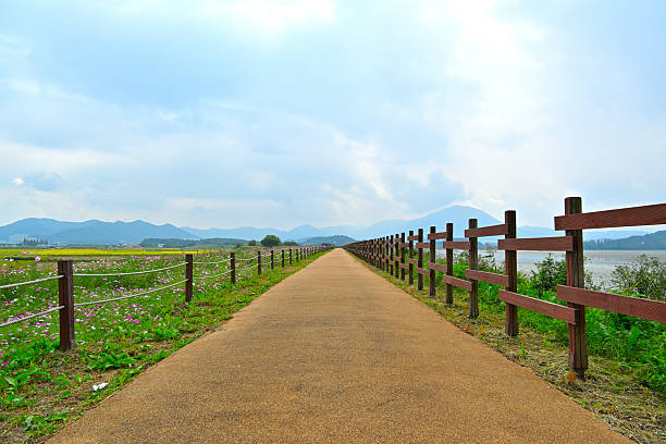 An endless stretch of roads in a cloudy time