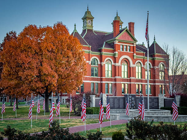 Flags fill the the lawn of the Franklin County Courthouse on Veterans Day in Ottawa Kansas