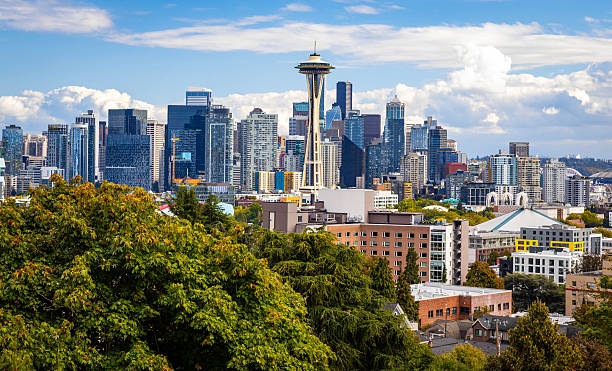 istock Scenic Panoramic Aerial View of Seattle Skyscrapers 2244254856
