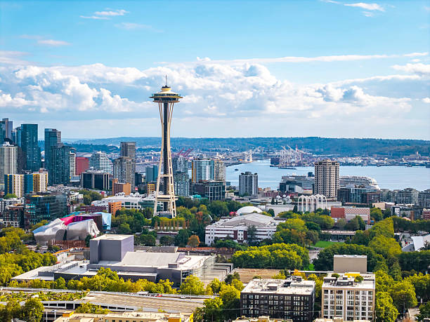 istock Scenic Panoramic Aerial View of Seattle Skyscrapers 2244255099