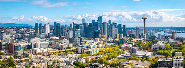 istock Scenic Panoramic Aerial View of Seattle Skyscrapers 2244255101