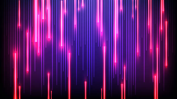 istock Vibrant Abstract Neon Background with Descending Pink and Red Lines: Futuristic Technology and Digital Data Stream Effect for Modern Design 2244256931
