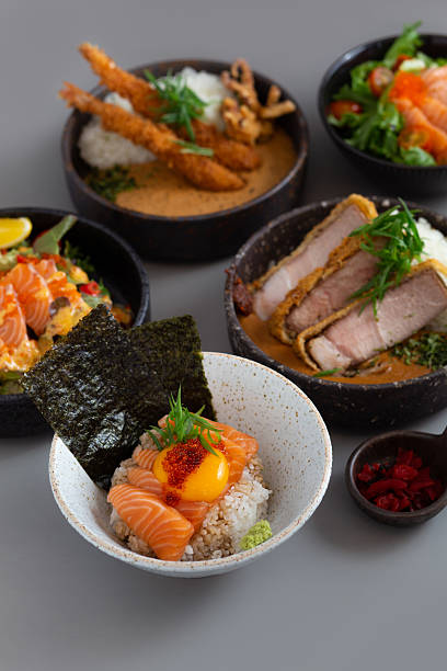 Salmon Donburi Japanese food style.