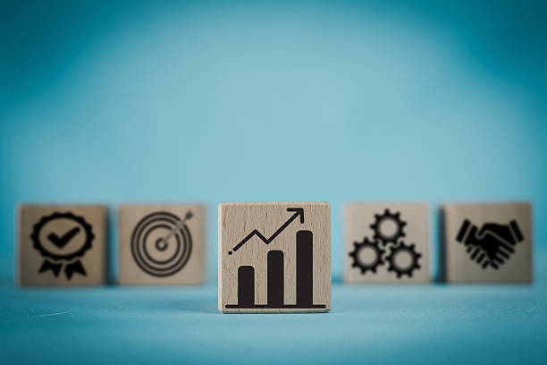 istock Business Success Concept: Focus on growth chart with quality, target, and process icons. 2244264509