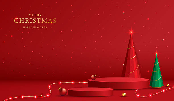 istock Podium shape for show cosmetic product display for christmas day 2244265678