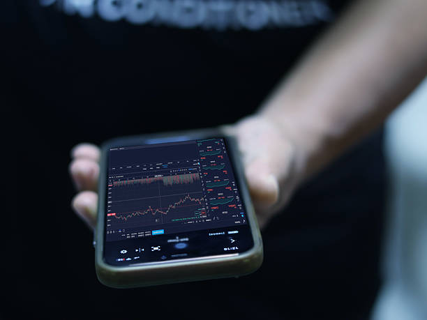 istock Mobile phone showing the application for trading currency exchange. 2244270750