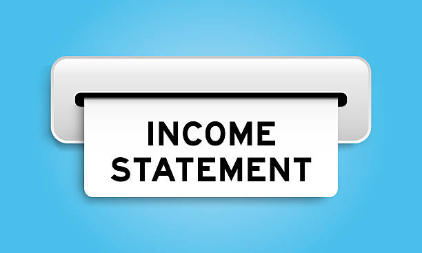 istock White coupon banner with word income statement from machine on blue color background 2244271541