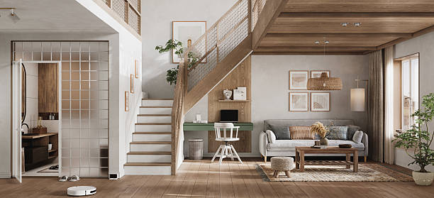 istock Contemporary interior design of the modern apartment. Modern design solution, 3d rendering 2244272940