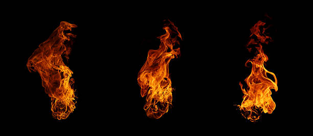 istock Realistic fire flames isolated on black background, bright orange and yellow burning flame texture for heat, energy, and danger concepts, perfect for digital art, design, or visual effects projects. 2244276207