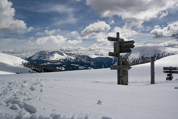 istock Wooden signpost in deep snow 2244281022