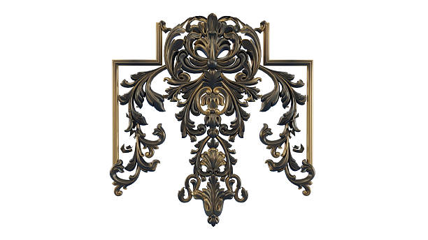 istock vintage gold baroque frame scroll, gold ornament on white background 2244283640