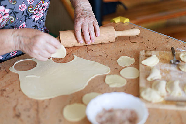 istock Top view of rolling dough in cozy authentic kitchen 2244285969