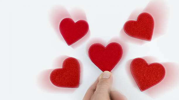 istock Red blank textile hearts on a white background 2244286824