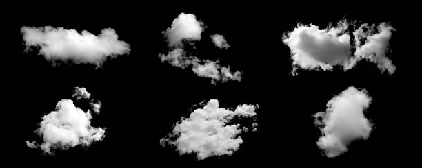 istock Realistic isolated white cloud set on black background, perfect for photo editing, sky replacement, digital art, and graphic design projects. High-quality fluffy clouds ideal for creative compositions 2244292107