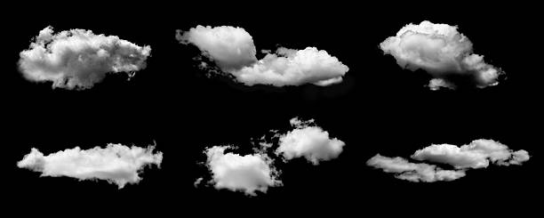 istock Realistic isolated white cloud set on black background, perfect for photo editing, sky replacement, digital art, and graphic design projects. High-quality fluffy clouds ideal for creative compositions 2244292373