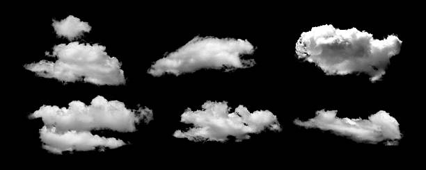 istock Realistic isolated white cloud set on black background, perfect for photo editing, sky replacement, digital art, and graphic design projects. High-quality fluffy clouds ideal for creative compositions 2244292732