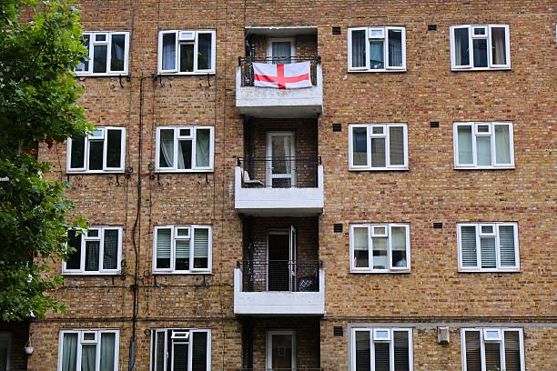 Generic apartment building, residential architecture in Southwark district in London, UK.