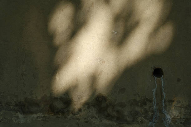 Sunlight falling on an old dirty beige wall