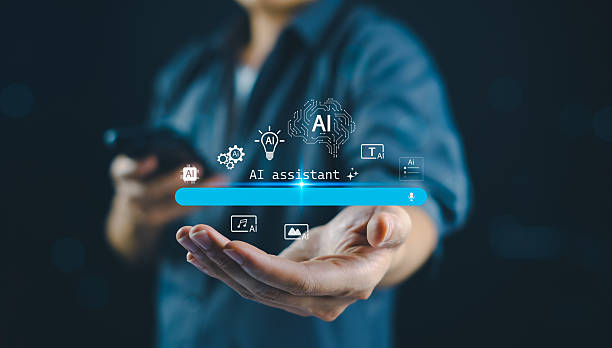 istock AI assistant voice text image video generate technology with businessman holding smartphone and showing virtual interface for artificial intelligence innovation. 2244295540