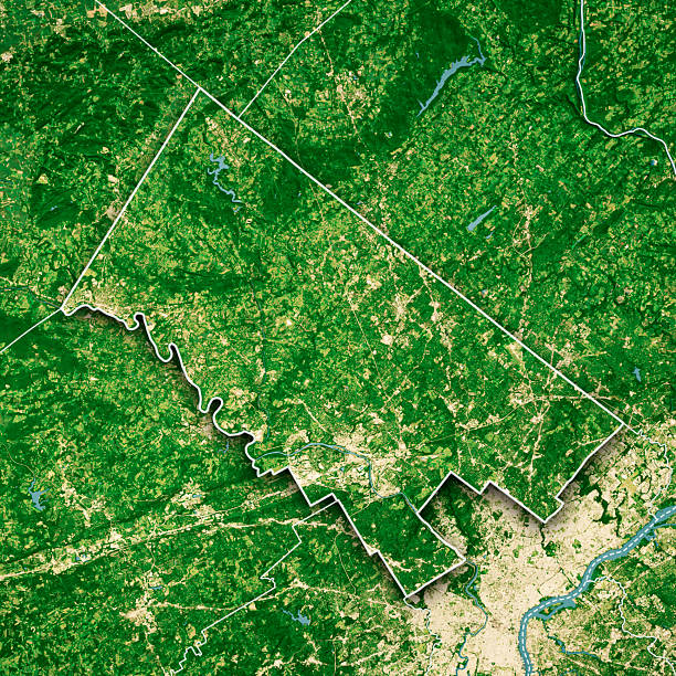 istock Montgomery County PA Satellite Topographic Map 3D Render Color Border 2244299006