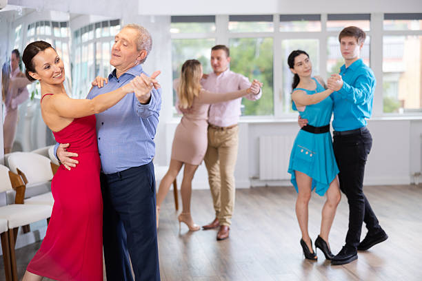 istock Pair dances - men and women in festive attire dance tango 2244302892