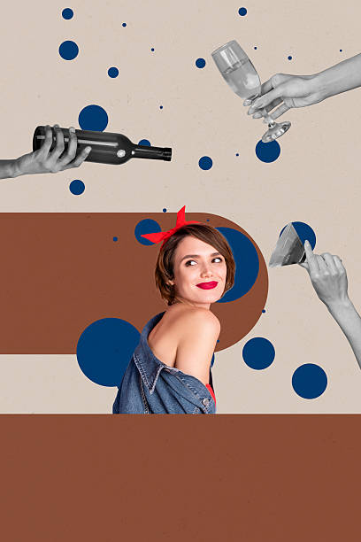 istock Funky creative promotion collage with disco party alcohol drinks boombox dance retro glowing balls obsolete art 2244319907