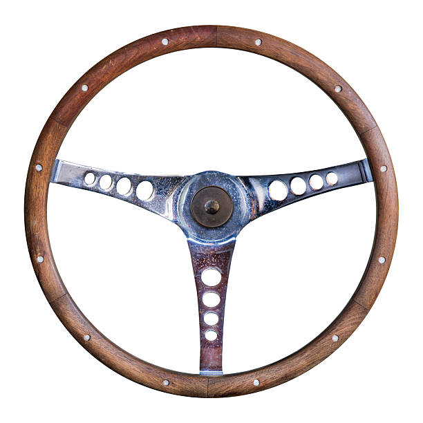 istock Antique wooden and chrome classic car steering wheel 2244319972
