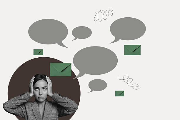 istock Collage of people chatting through devices with speech bubbles letters showing digital communication business private life concept 2244320743