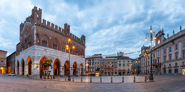 istock Piacenza - The square Piazza Cavalli  at dusk. 2244322772