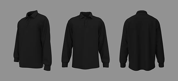 istock Oversized men’s long sleeve polo shirt mockup. Front, side and back view 2244326739