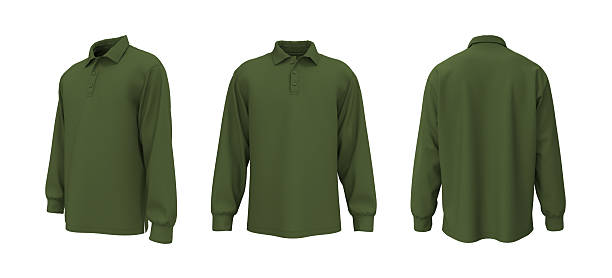 istock Oversized men’s long sleeve polo shirt mockup. Front, side and back view 2244326750