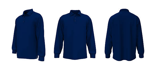 istock Oversized men’s long sleeve polo shirt mockup. Front, side and back view 2244326907