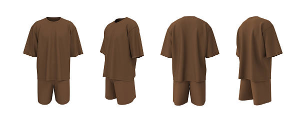 istock Oversized T-Shirt and Shorts Mockup Set. Front, Side, Back 2244327104