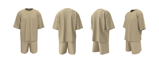 istock Oversized T-Shirt and Shorts Mockup Set. Front, Side, Back 2244327635