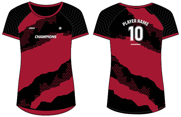 istock Women Sports Jersey t-shirt design concept Illustration, Abstract geometric pattern round Neck t shirt for girls and Ladies Volleyball jersey, Football, badminton, Soccer, netball. Sport uniform kit 2244331098