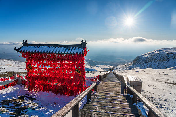 Baishan, China - 21st October 2025 - Overlooking the beautiful Changbai Mountain area in winter